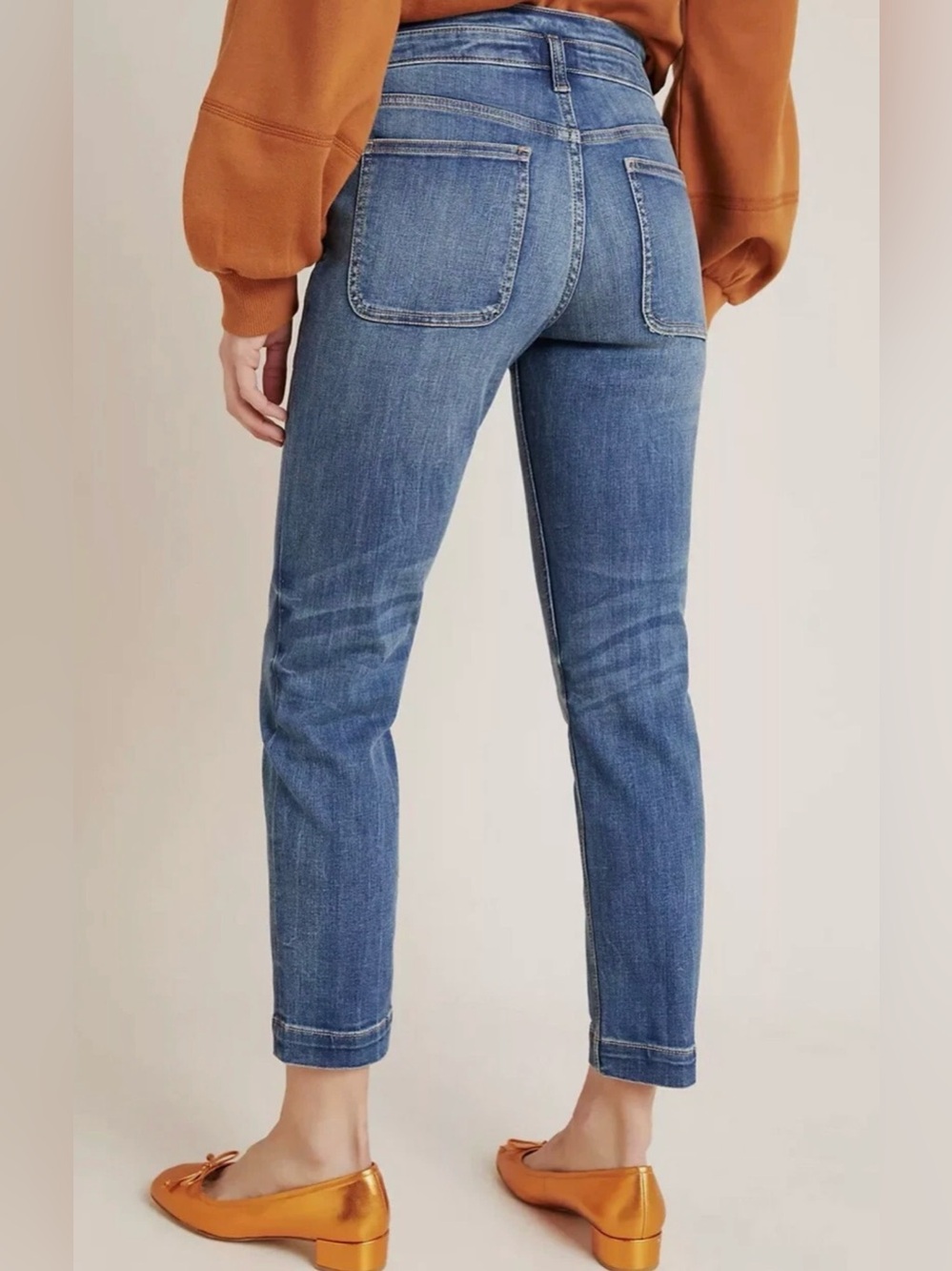 Anthropologie Pilcro High Rise Denim Legging Slim Jeans Button Fly Size 27 Blue - Picture 2 of 16